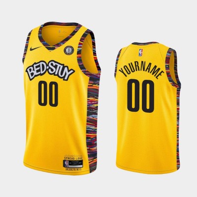 Brooklyn Nets Custom Men's Nike Yellow 2019 20 City Editon NBA Jersey